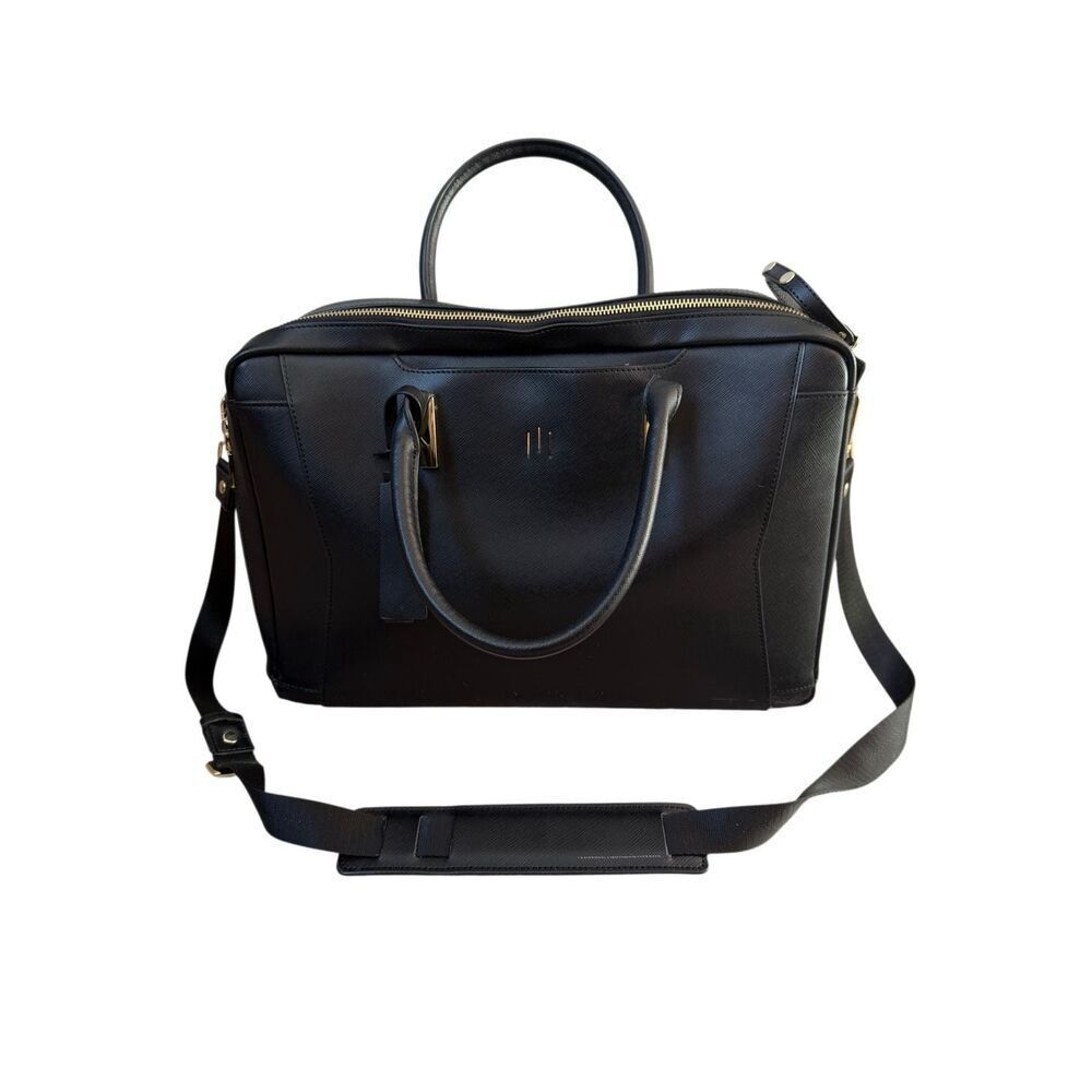 La Mansio One Half Pack Travel Work Bag Leather Shoulder Black